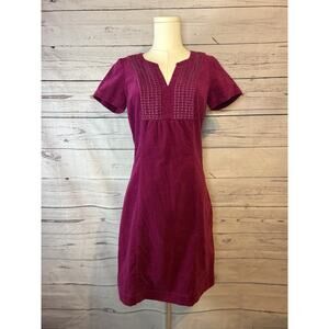 Boden Raspberry Pink Velvet Corduroy Shift Dress Short Sleeve Size 4R